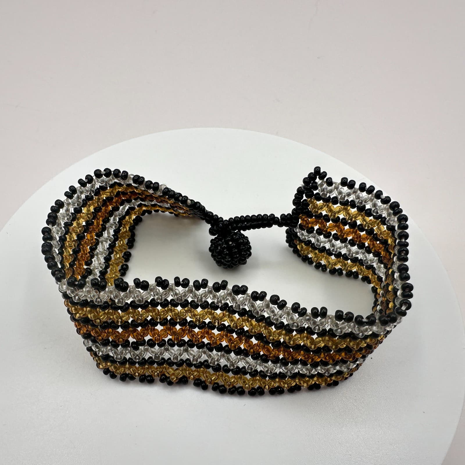 Vintage Y2K Seed Beaded Wide Cuff Bracelet Boho Retro Statement Women's Jewelry - Thumbnail 5