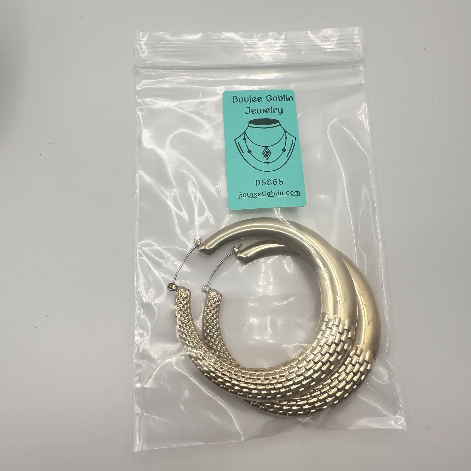 Vintage 90s Gold Tone Textured Hoop Earrings Women's Classic Fashion Jewelry - Thumbnail 8