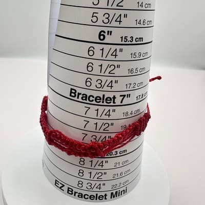 Vintage Y2K Red Woven Macrame Glass Beaded Bracelet Women's Classic Jewelry - Thumbnail 7