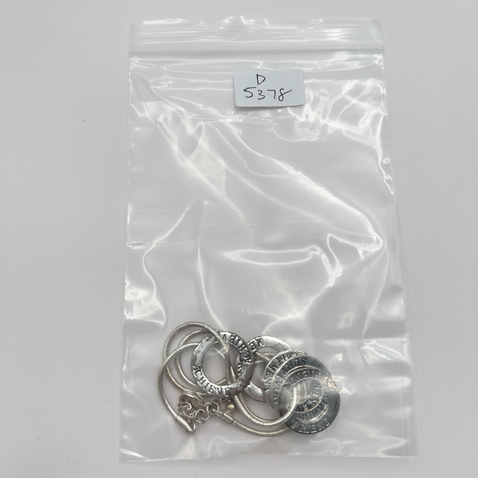 Vintage 90s Silver Tone Inspirational Ring Snake Chain Necklace Women's Jewelry - Thumbnail 6