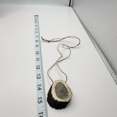 Vintage 90s Teardrop Antler Slice Pendant Necklace Cord Women's Classic Jewelry - Thumbnail 8