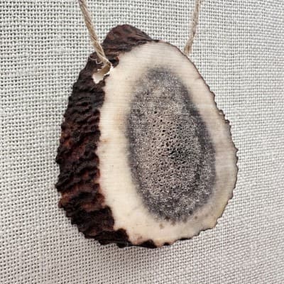 Vintage 90s Teardrop Antler Slice Pendant Necklace Cord Women's Classic Jewelry - Thumbnail 7
