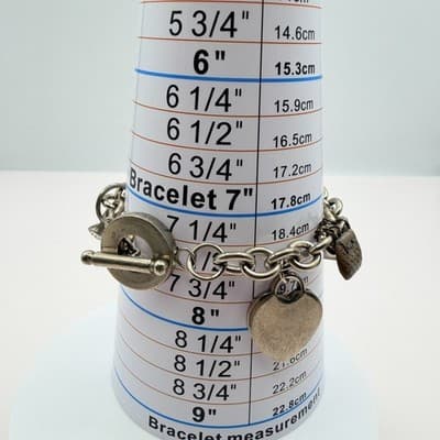 Vintage Y2K Silver Tone Heart Purse Perfume Lipstick Charm Bracelet Jewelry - Thumbnail 10