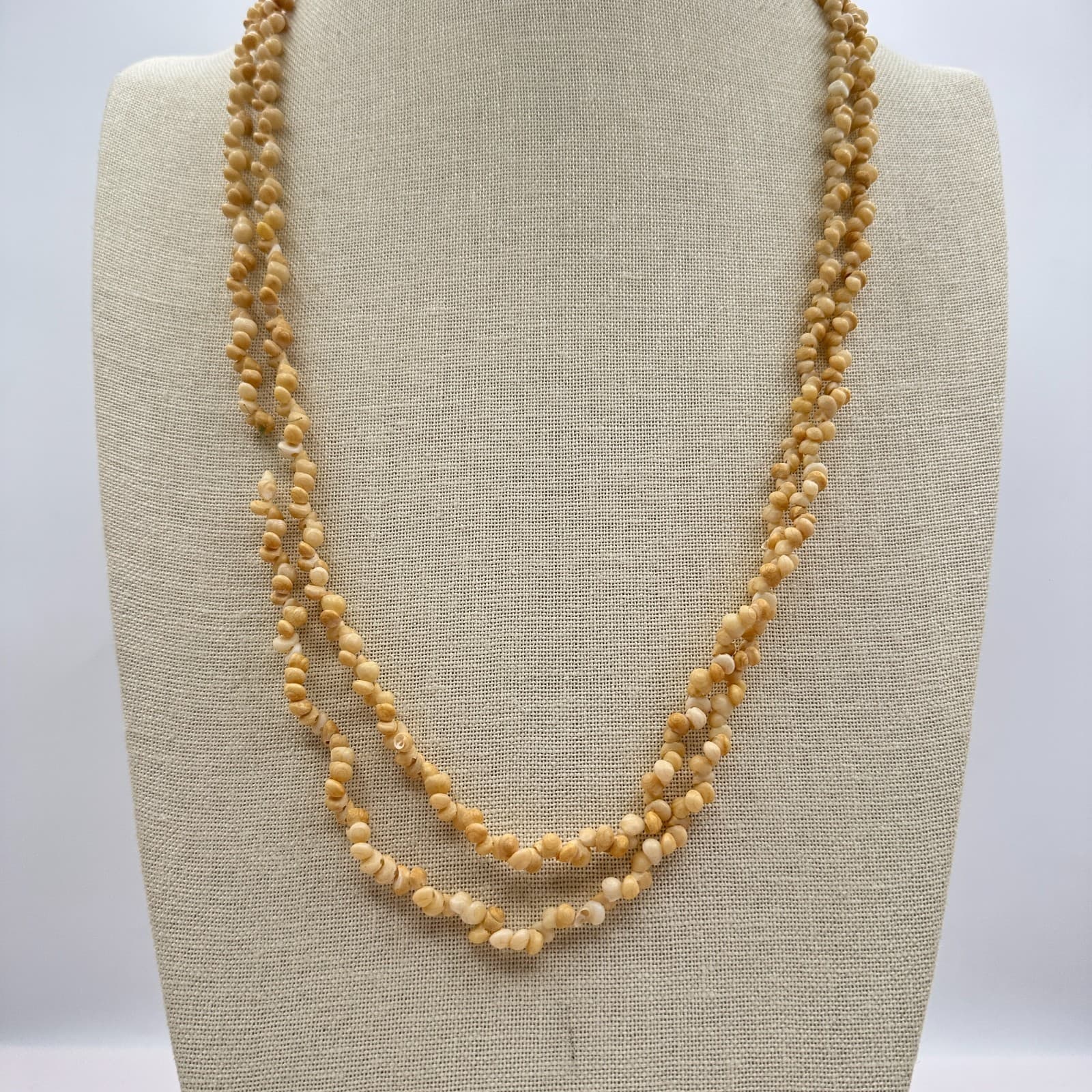 Vintage 70s 80s Puka Shell Necklace Double Strand Women's Classic Jewelry Boho - Thumbnail 4