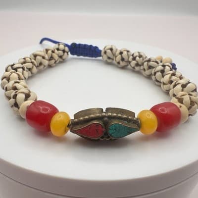 Vintage 90s Tibetan Beaded Bracelet Statement Women's Classic Fashion Jewelry - Thumbnail 3