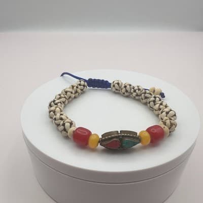 Vintage 90s Tibetan Beaded Bracelet Statement Women's Classic Fashion Jewelry - Thumbnail 2