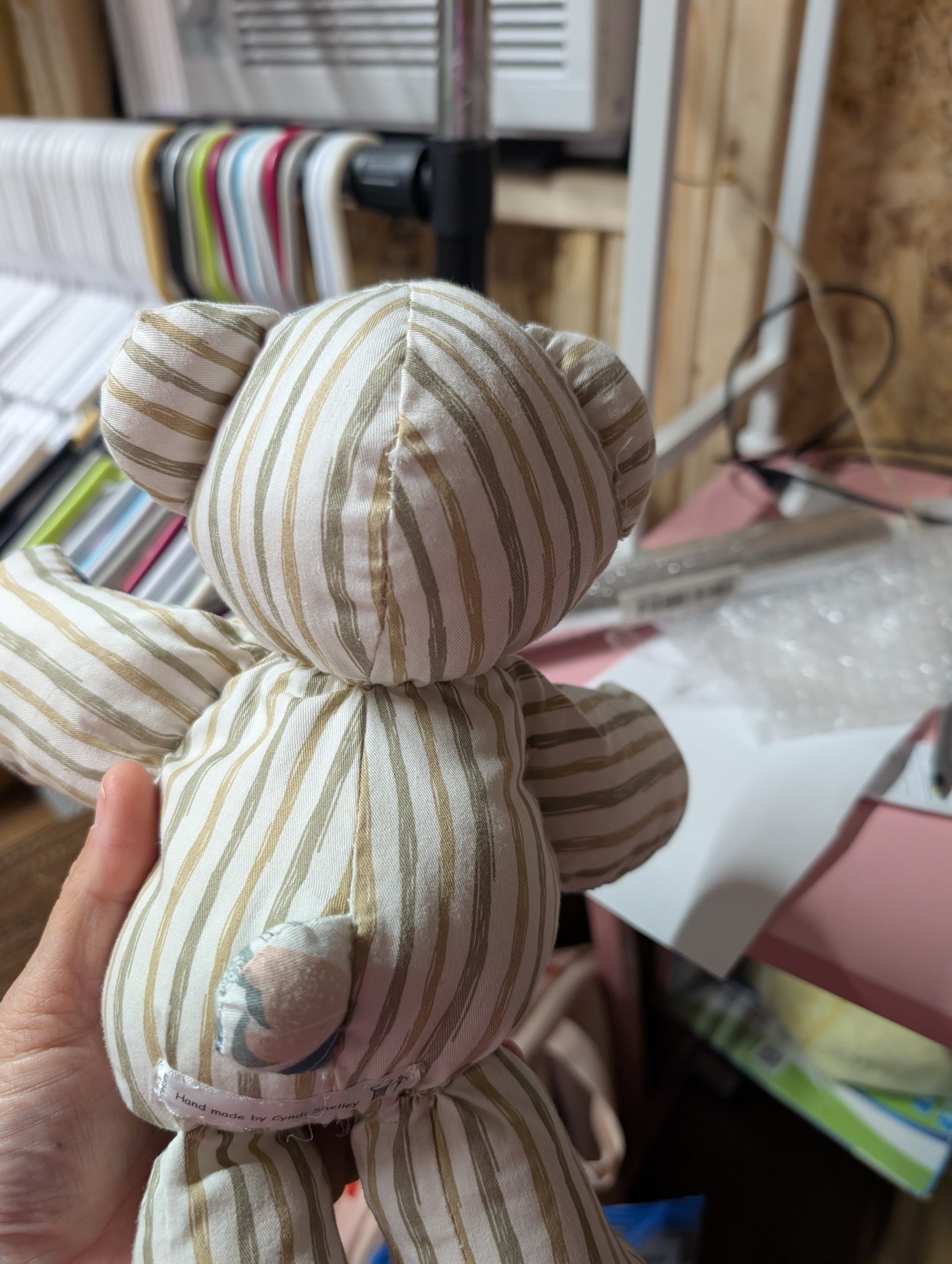 Handmade Patchwork Fabric Teddy Bear Plush Toy - Thumbnail 3