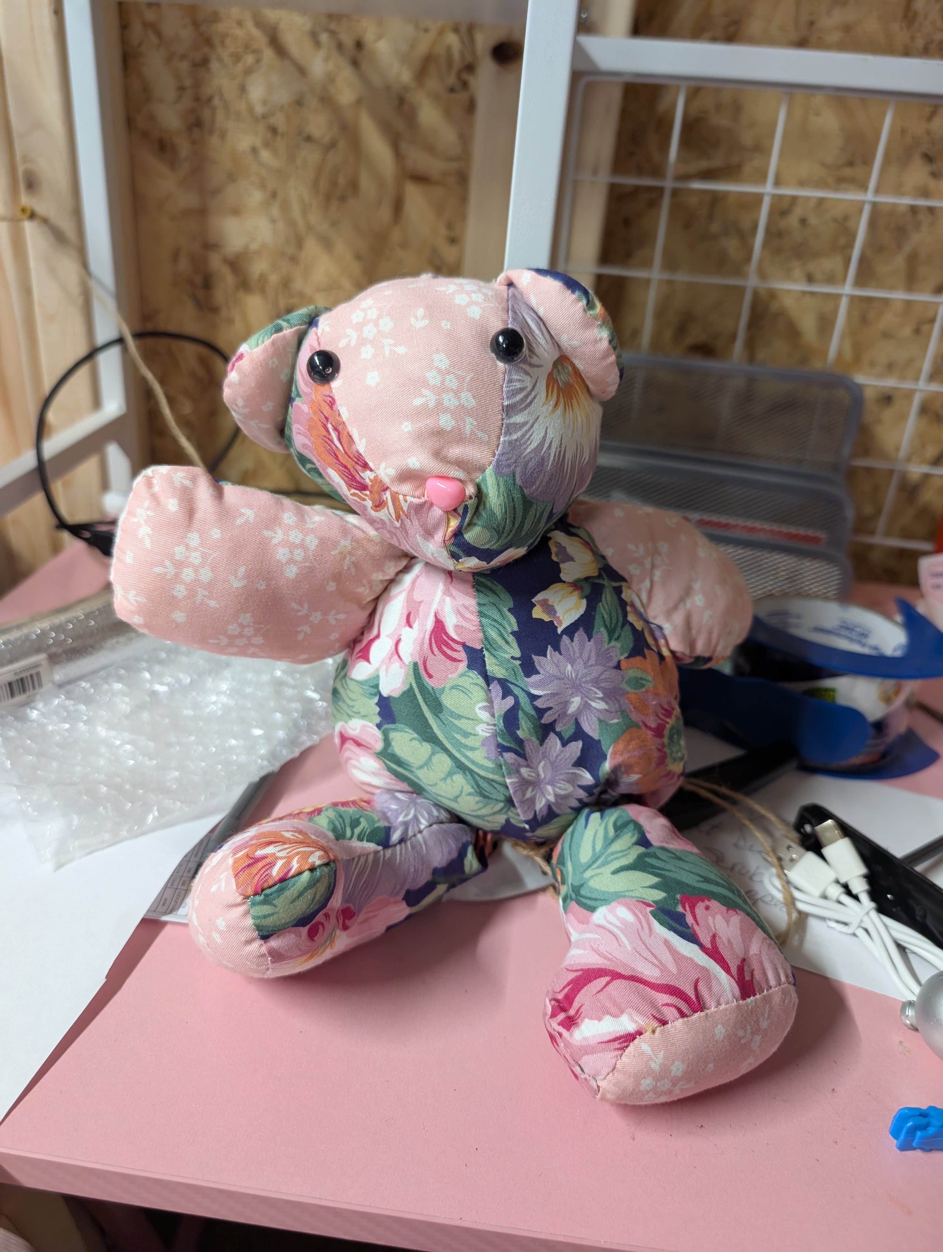 Floral Patchwork Teddy Bear Plush Toy - Thumbnail 2