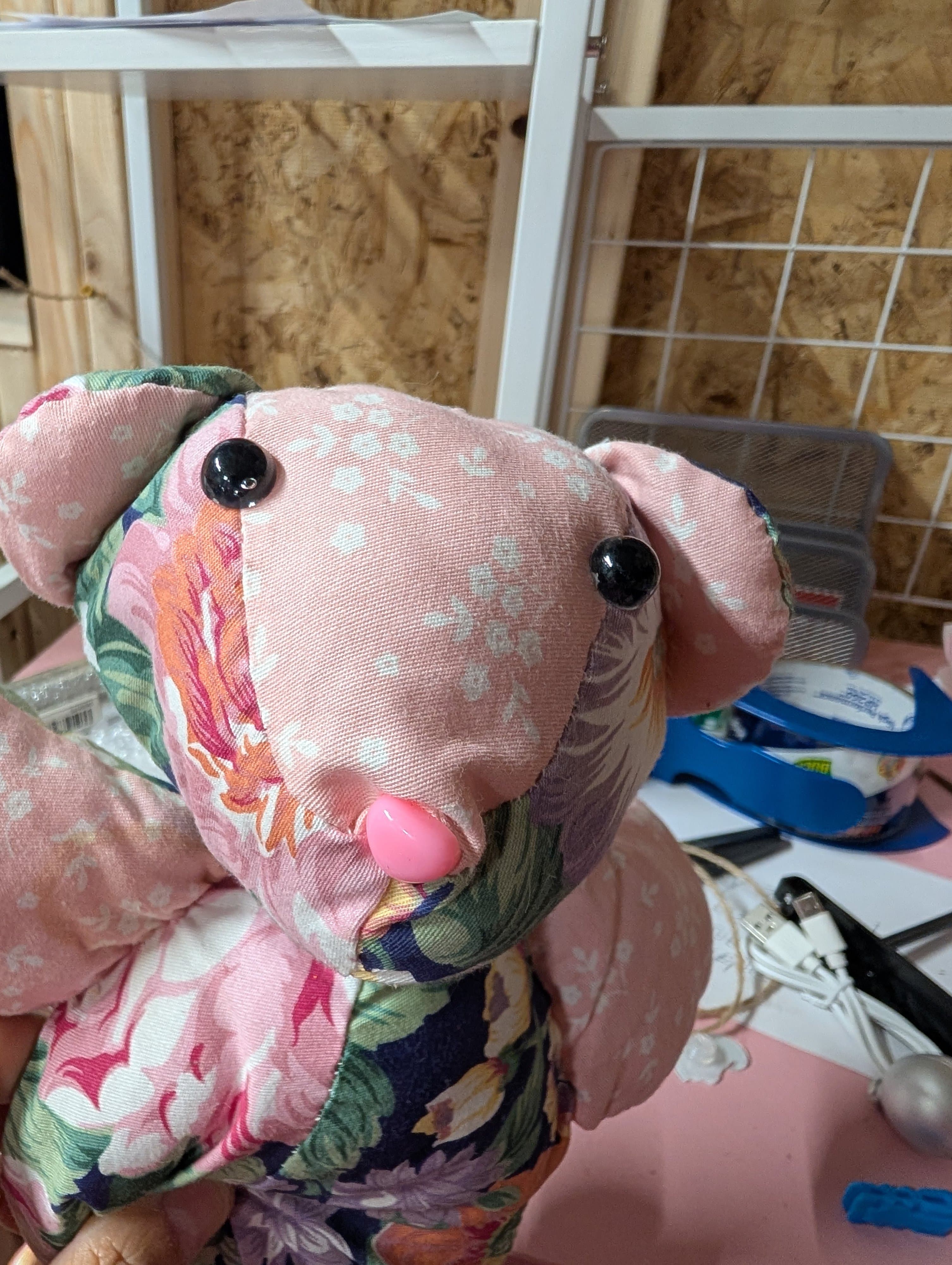 Floral Patchwork Teddy Bear Plush Toy - Thumbnail 3