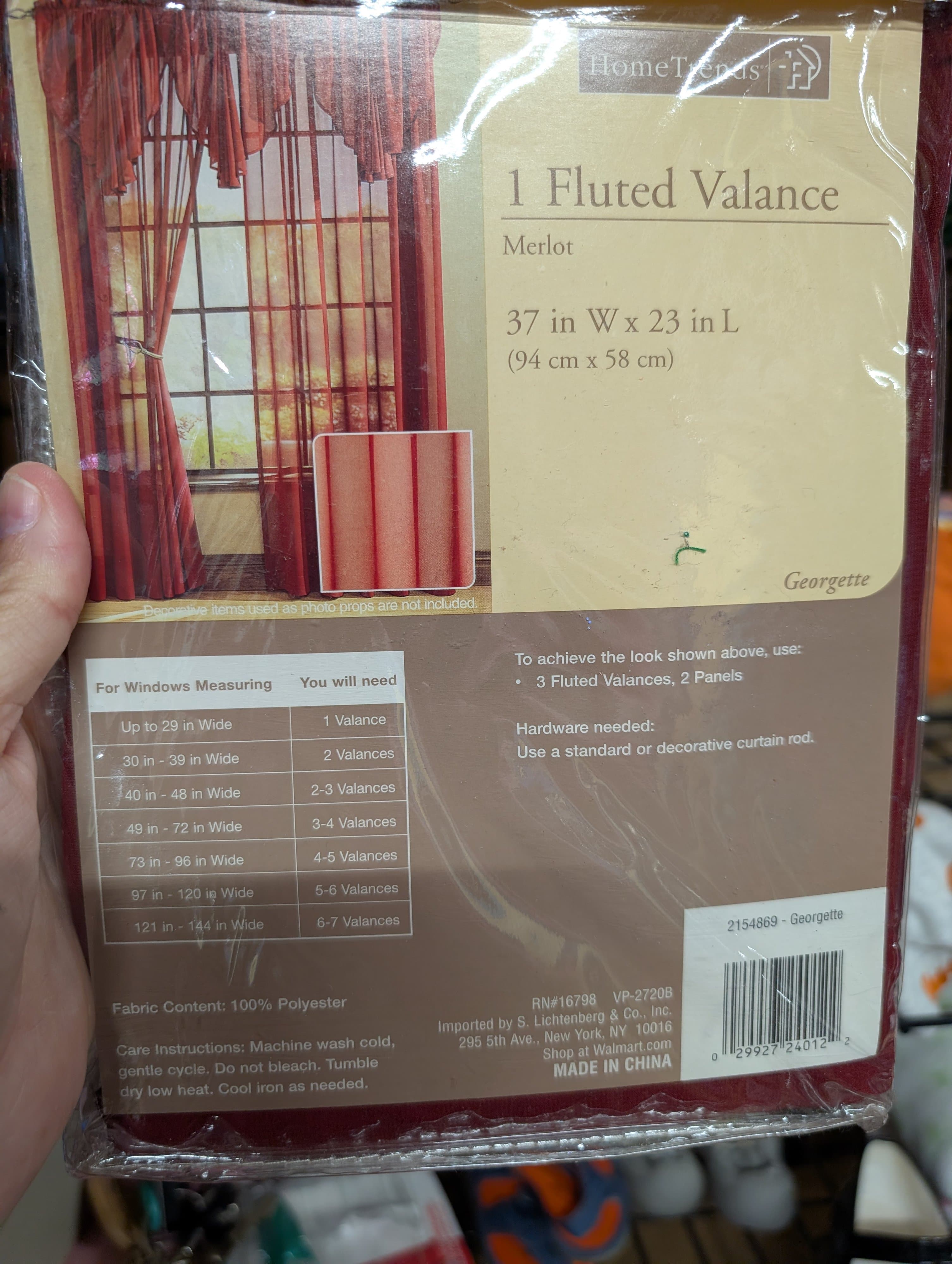 HomeTrends Fluted Valance Merlot 37x23 Sheer Curtain - Thumbnail 2