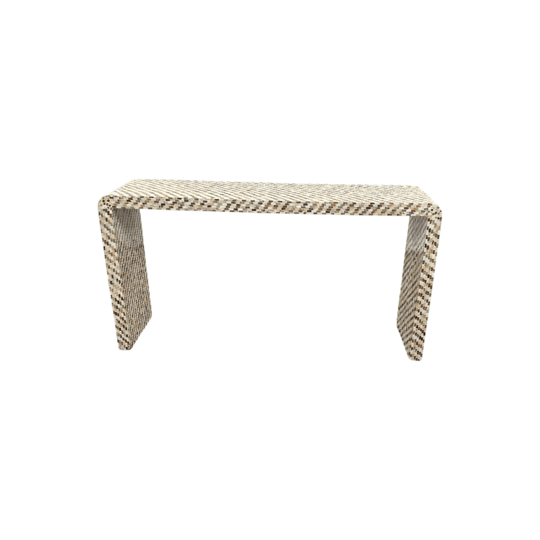 Rowena Interiors Ventura Reclaimed Wood and Mother of Pearl Waterfall Console Table - Thumbnail 2