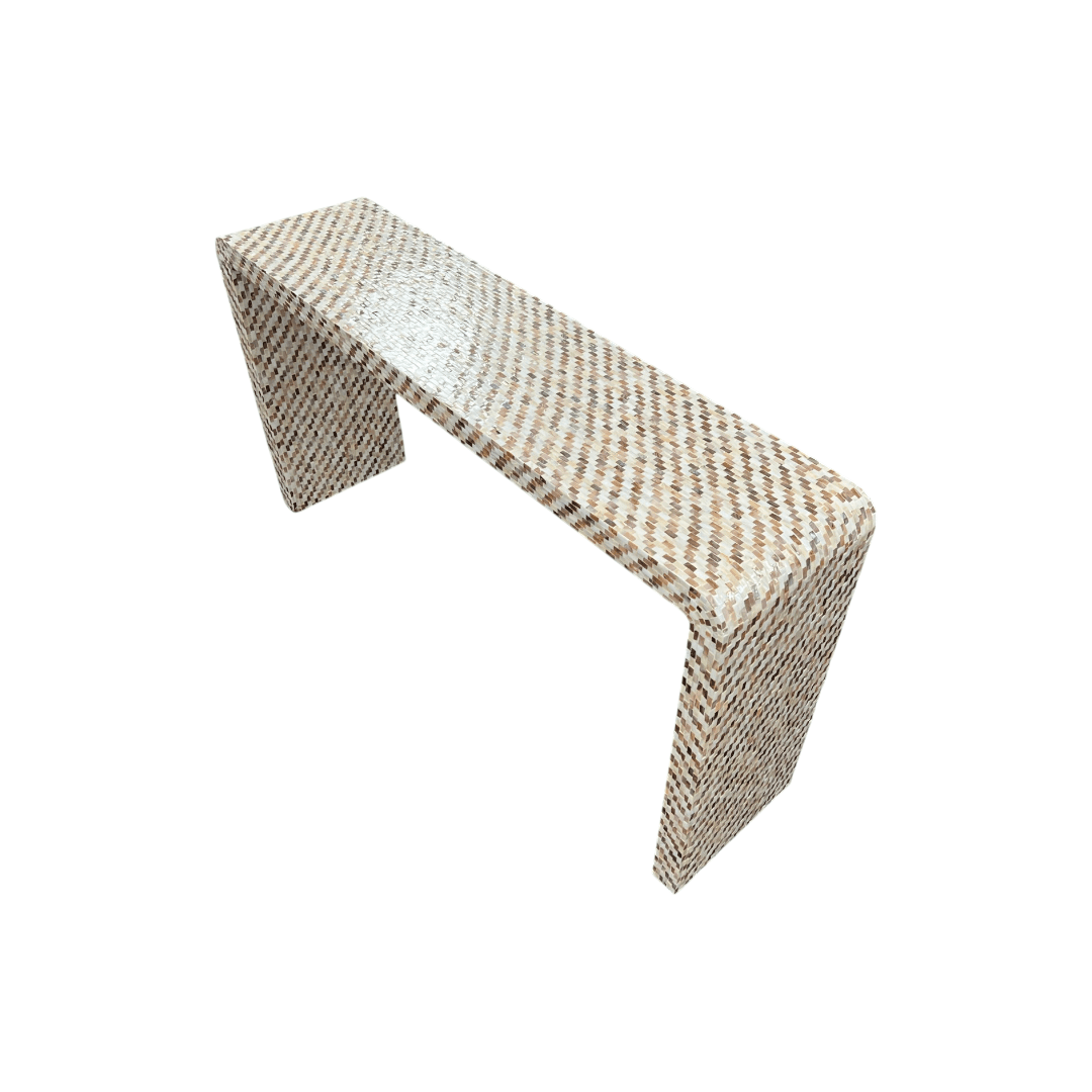 Rowena Interiors Ventura Reclaimed Wood and Mother of Pearl Waterfall Console Table - Thumbnail 7