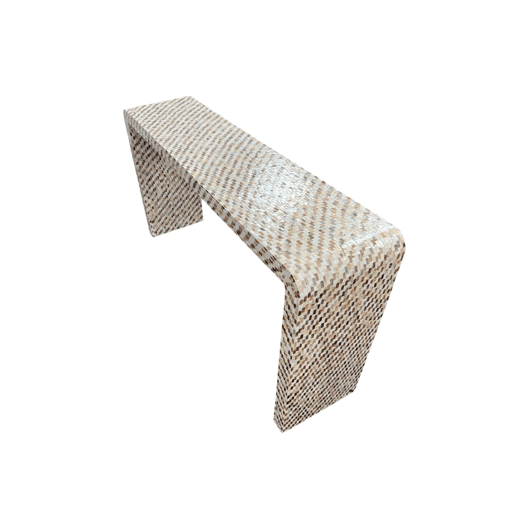 Rowena Interiors Ventura Reclaimed Wood and Mother of Pearl Waterfall Console Table - Thumbnail 12