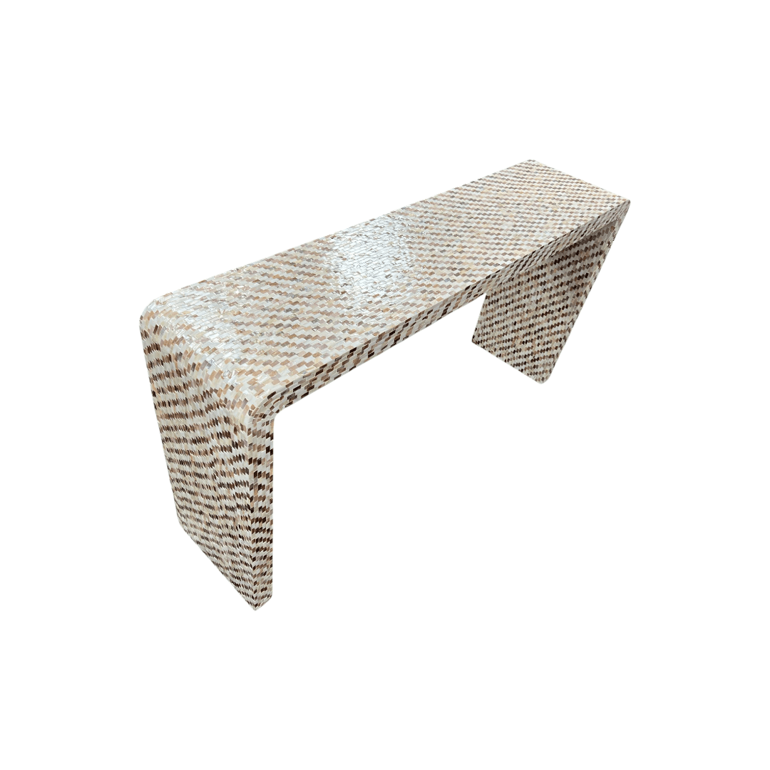 Rowena Interiors Ventura Reclaimed Wood and Mother of Pearl Waterfall Console Table - Thumbnail 10