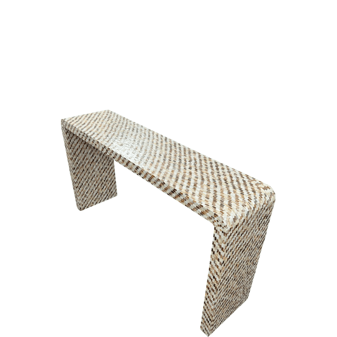 Rowena Interiors Ventura Reclaimed Wood and Mother of Pearl Waterfall Console Table - Thumbnail 6