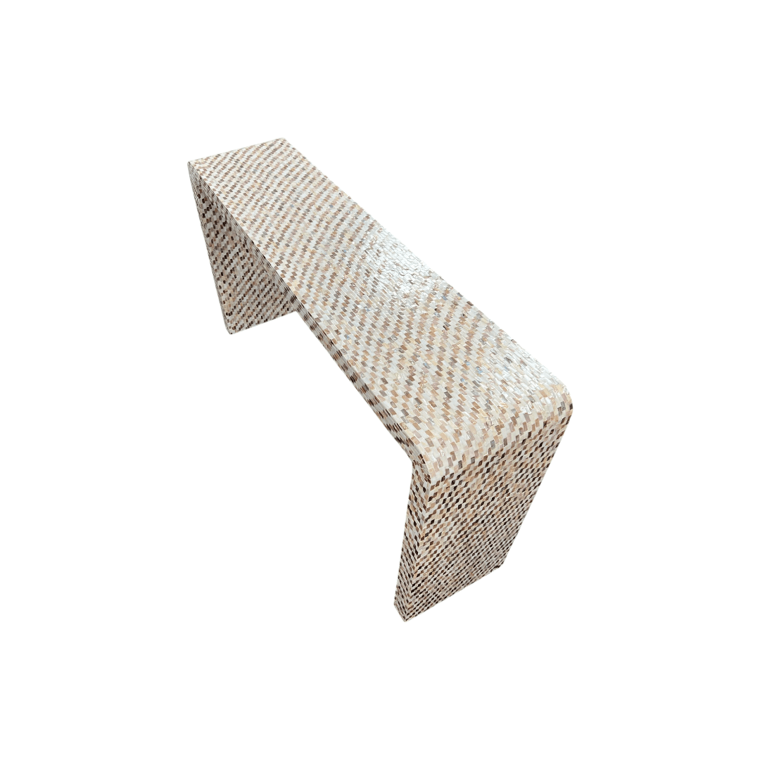 Rowena Interiors Ventura Reclaimed Wood and Mother of Pearl Waterfall Console Table - Thumbnail 13