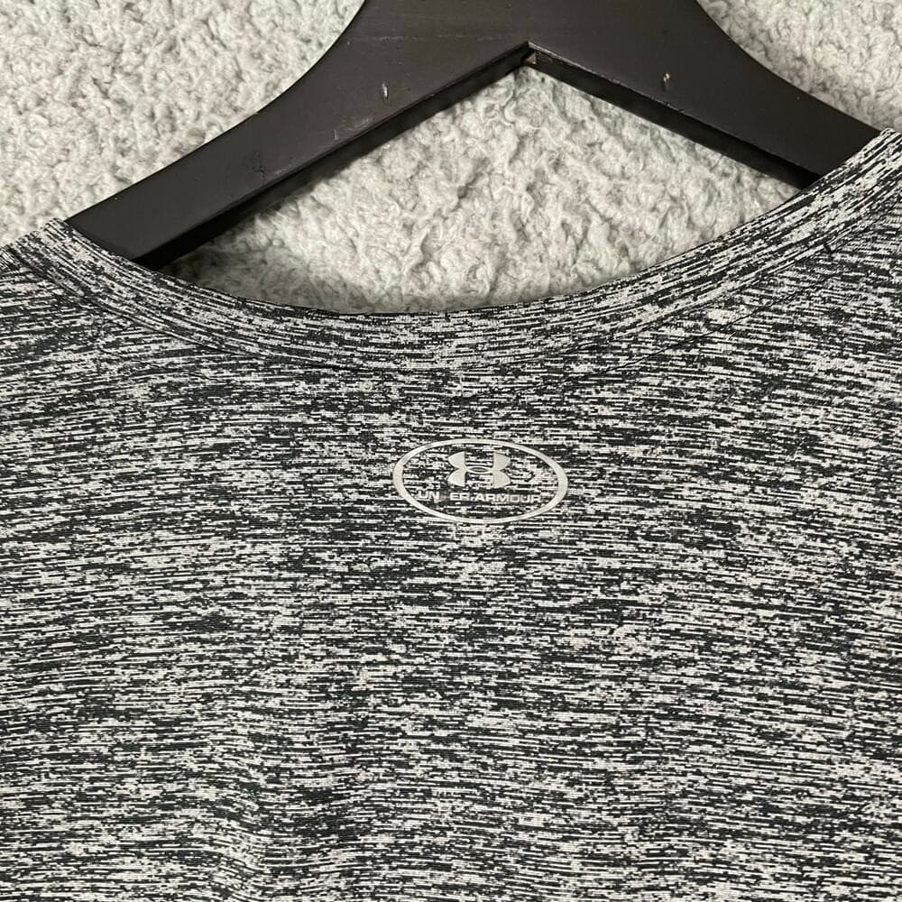 Under Armour HeatGear Heather Gray V-Neck Short Sleeve Top Athletic Shirt S - Thumbnail 3