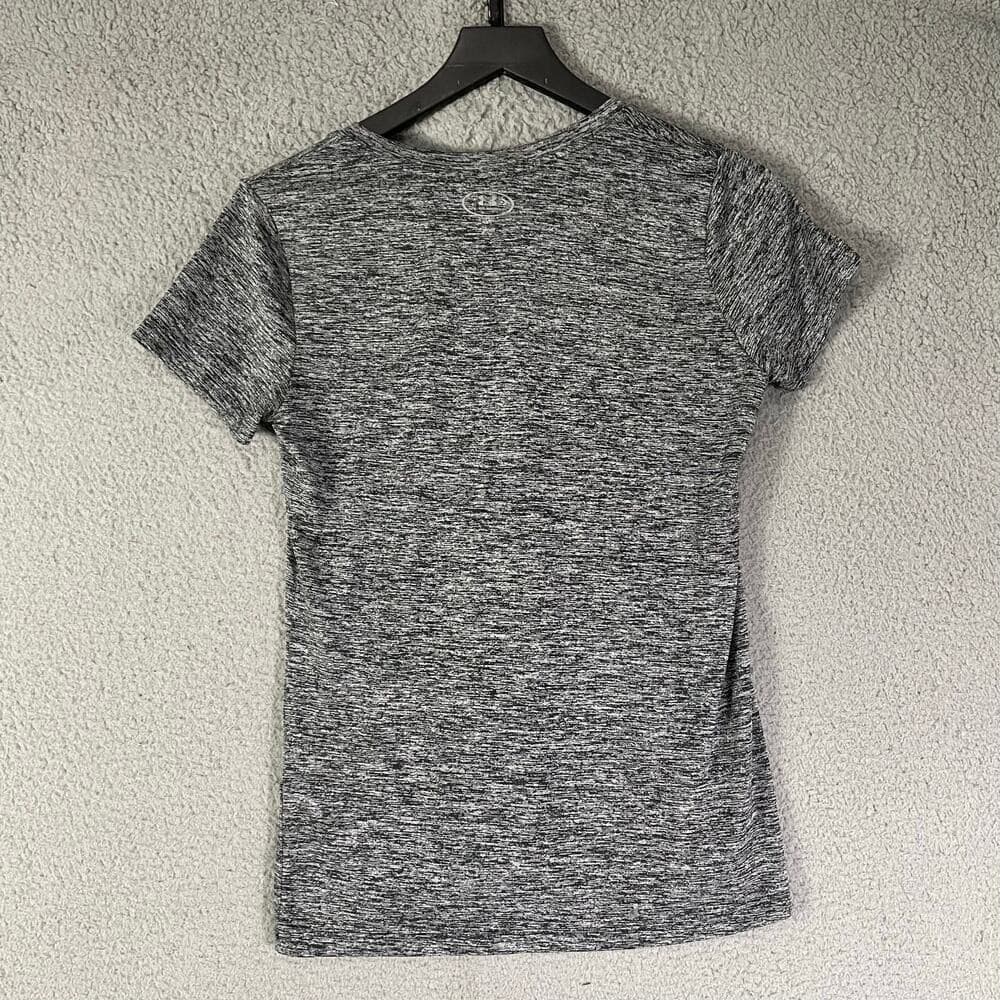 Under Armour HeatGear Heather Gray V-Neck Short Sleeve Top Athletic Shirt S - Thumbnail 4