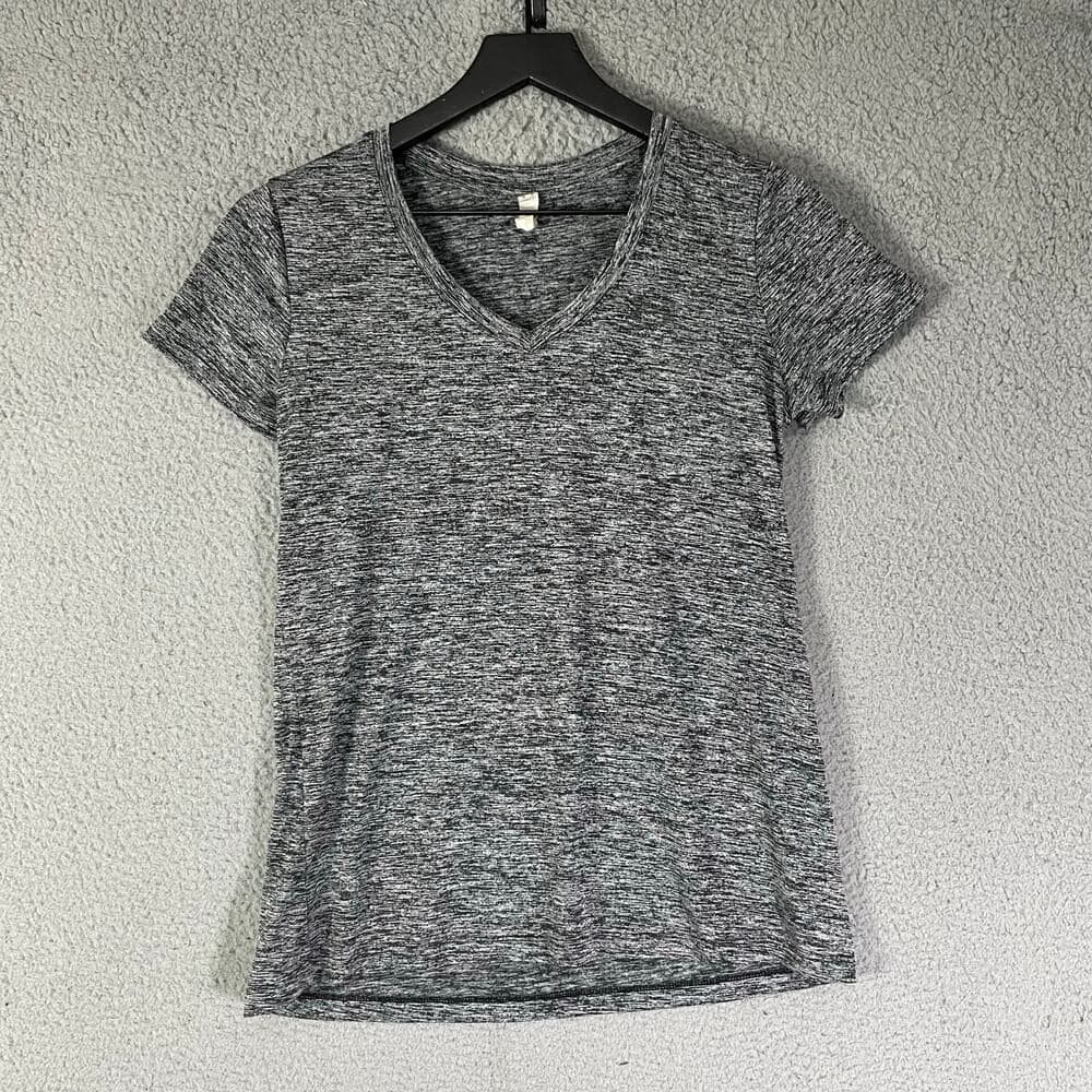 Under Armour HeatGear Heather Gray V-Neck Short Sleeve Top Athletic Shirt S - Thumbnail 2