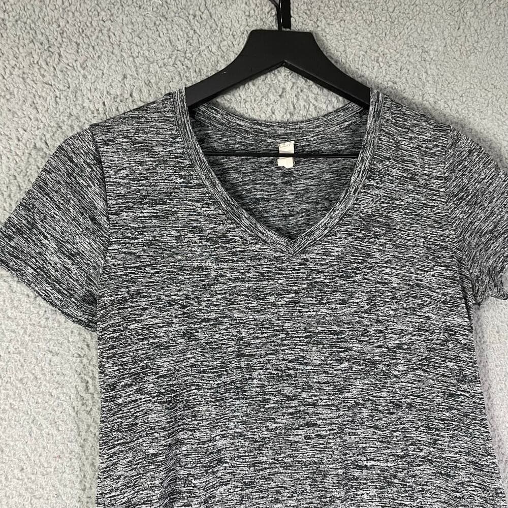 Under Armour HeatGear Heather Gray V-Neck Short Sleeve Top Athletic Shirt S - Thumbnail 9