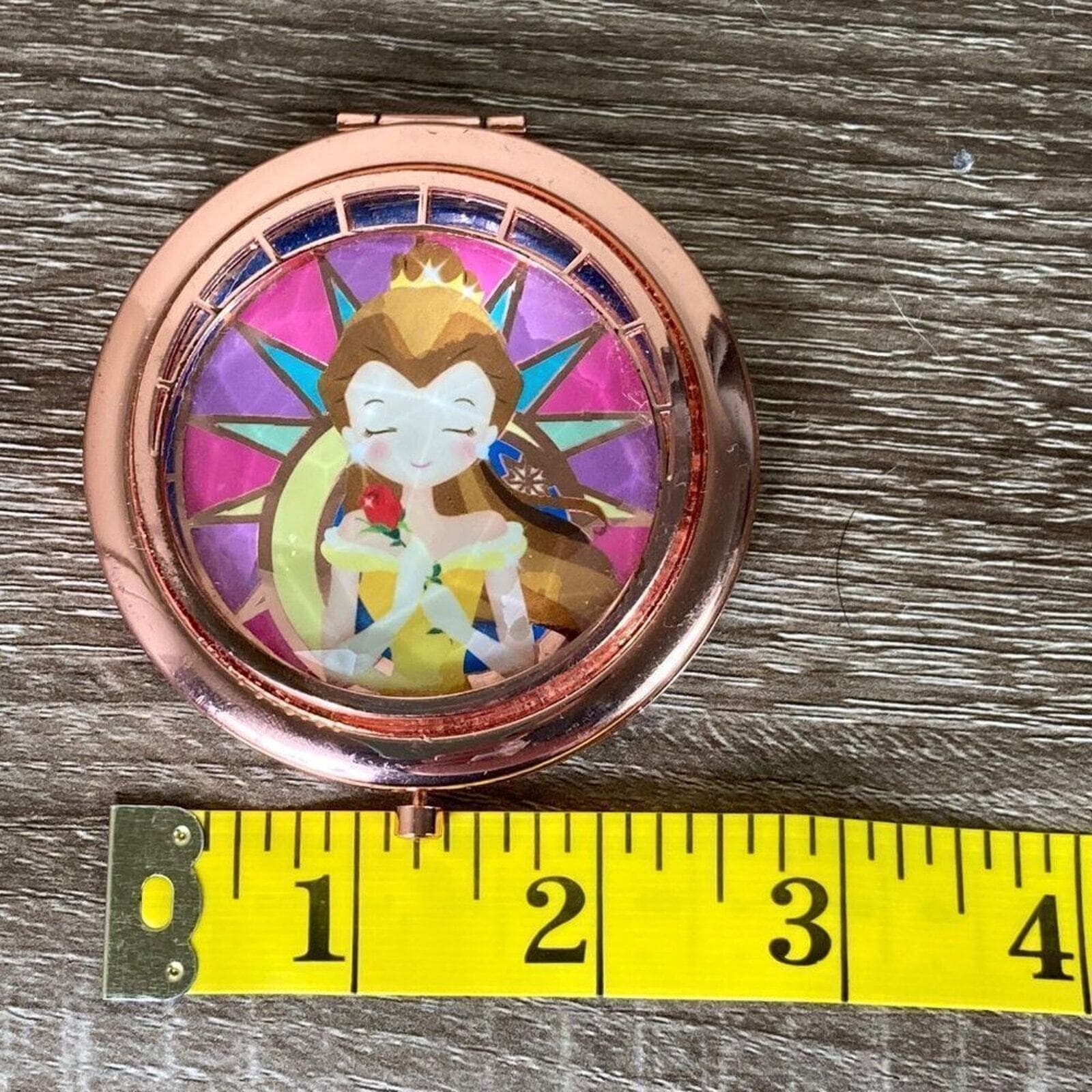 Disney Store Belle Compact Mirror 25th Anniversary Beauty Beast Art Rose Gold - Thumbnail 9