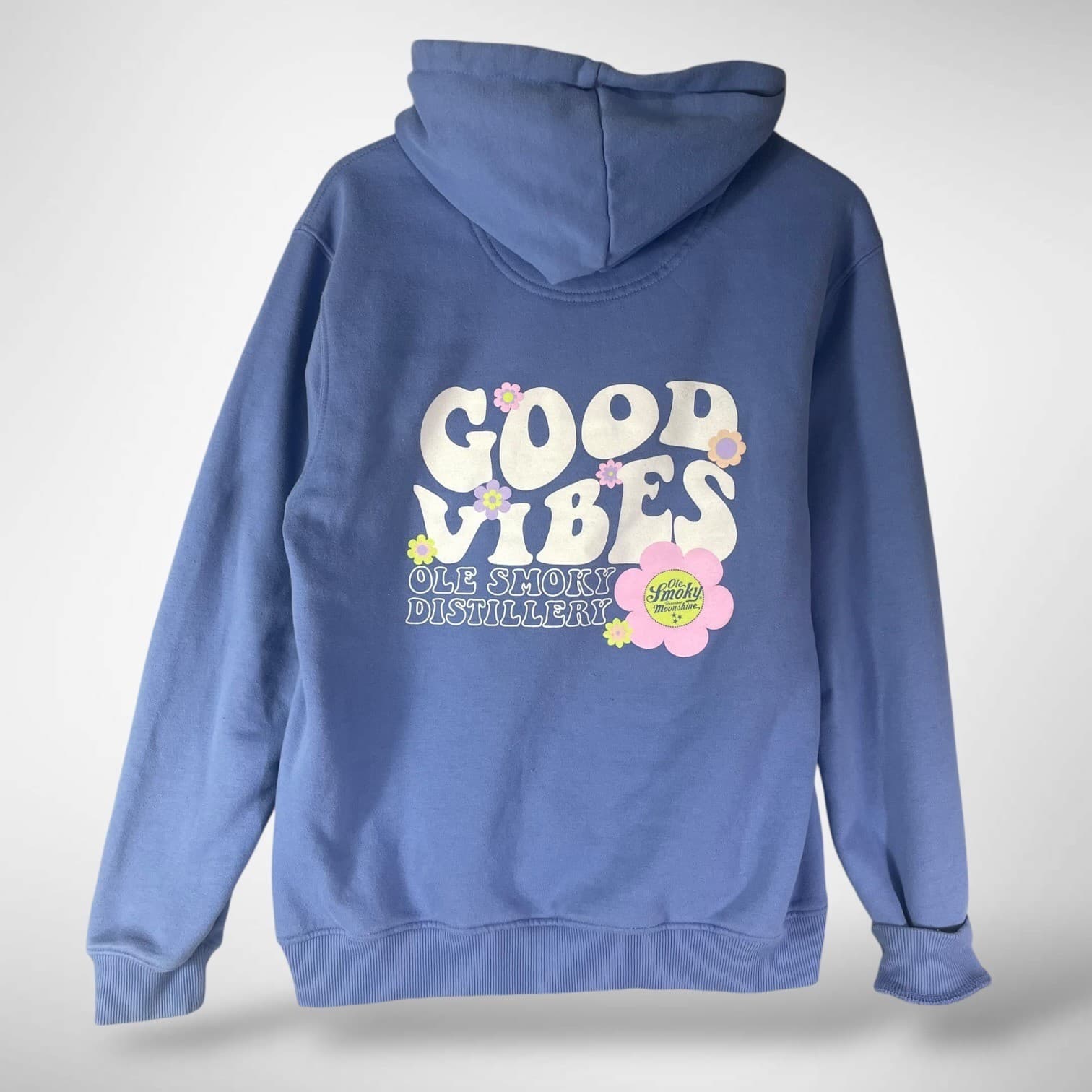 Ole Smoky Moonshine Hoodie Womens M Blue Good Vibes Tennessee Pullover Floral - Thumbnail 2