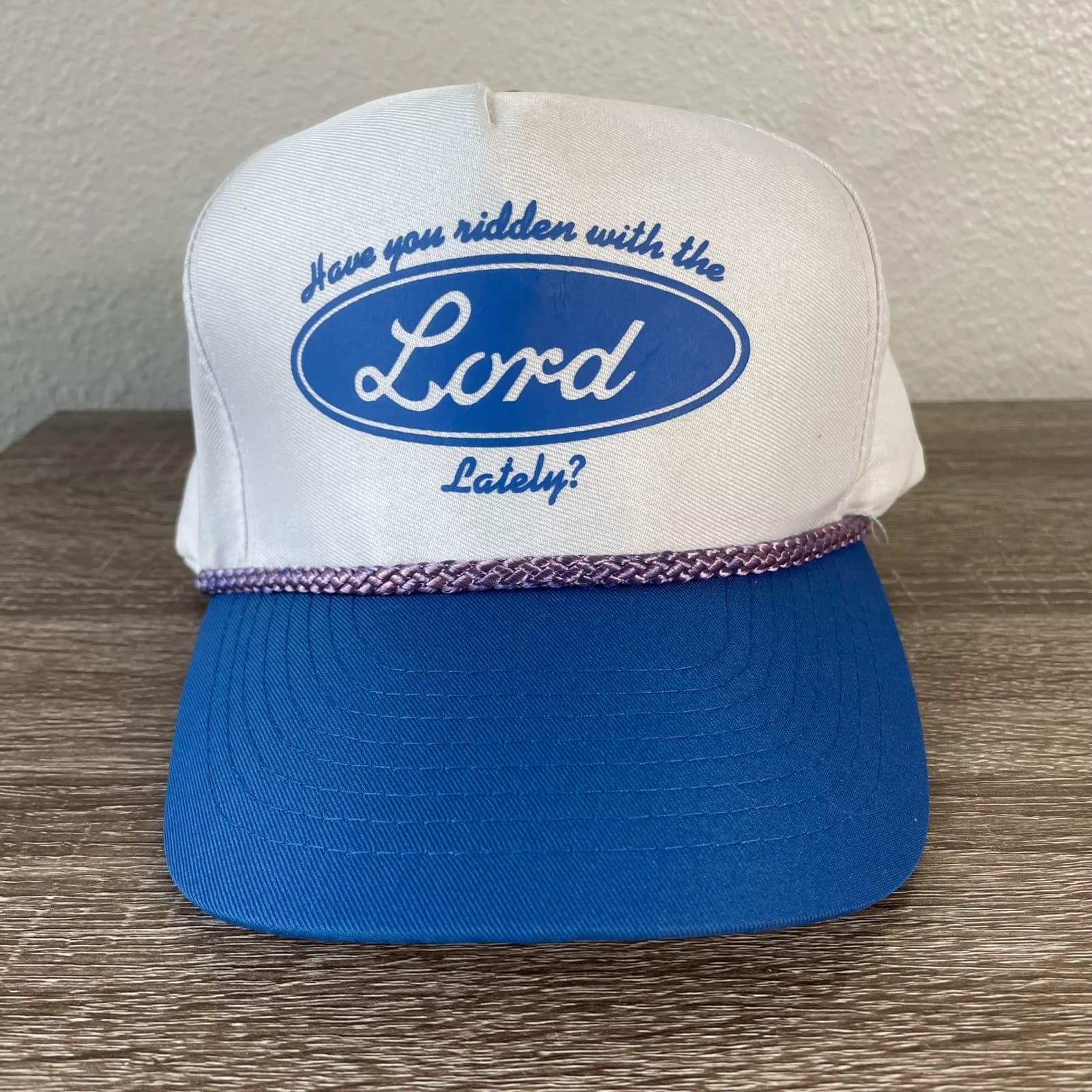 Vintage Have You Ridden With The Lord Lately Trucker Hat Blue White Snapback - Thumbnail 5