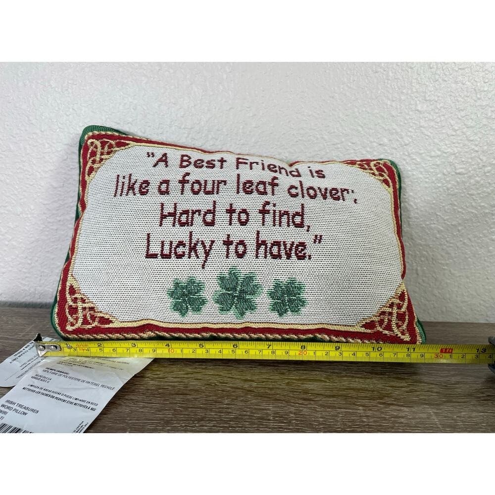 Irish Shamrock Quote Friend Throw Pillow Red Green Vintage Lucky to Have USA S - Thumbnail 8