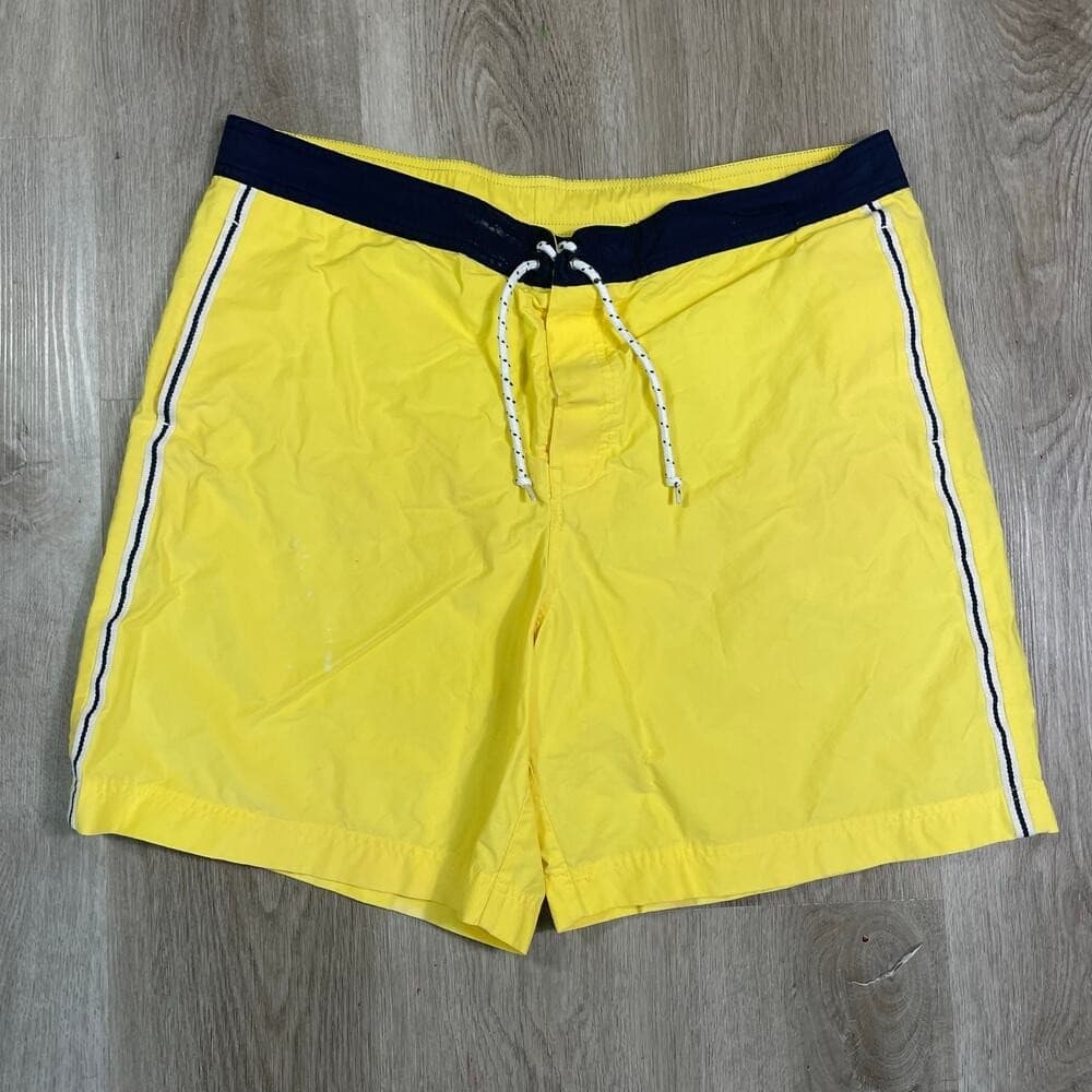 Vintage Polo Sport Ralph Lauren Swim Trunks Yellow Mesh Lined Mens L - Thumbnail 2