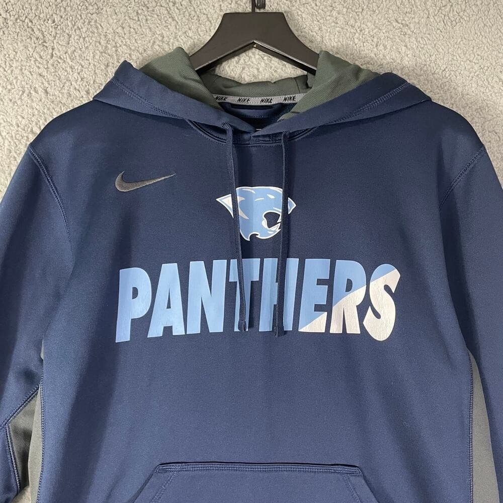 Nike Therma Fit Panthers Hoodie Mens M Blue NFL Pullover Sweatshirt - Thumbnail 9