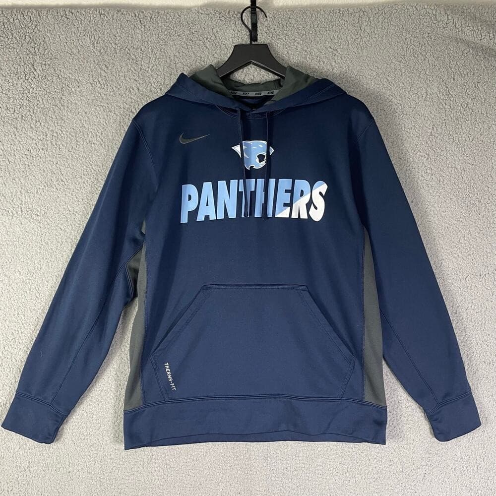 Nike Therma Fit Panthers Hoodie Mens M Blue NFL Pullover Sweatshirt - Thumbnail 2