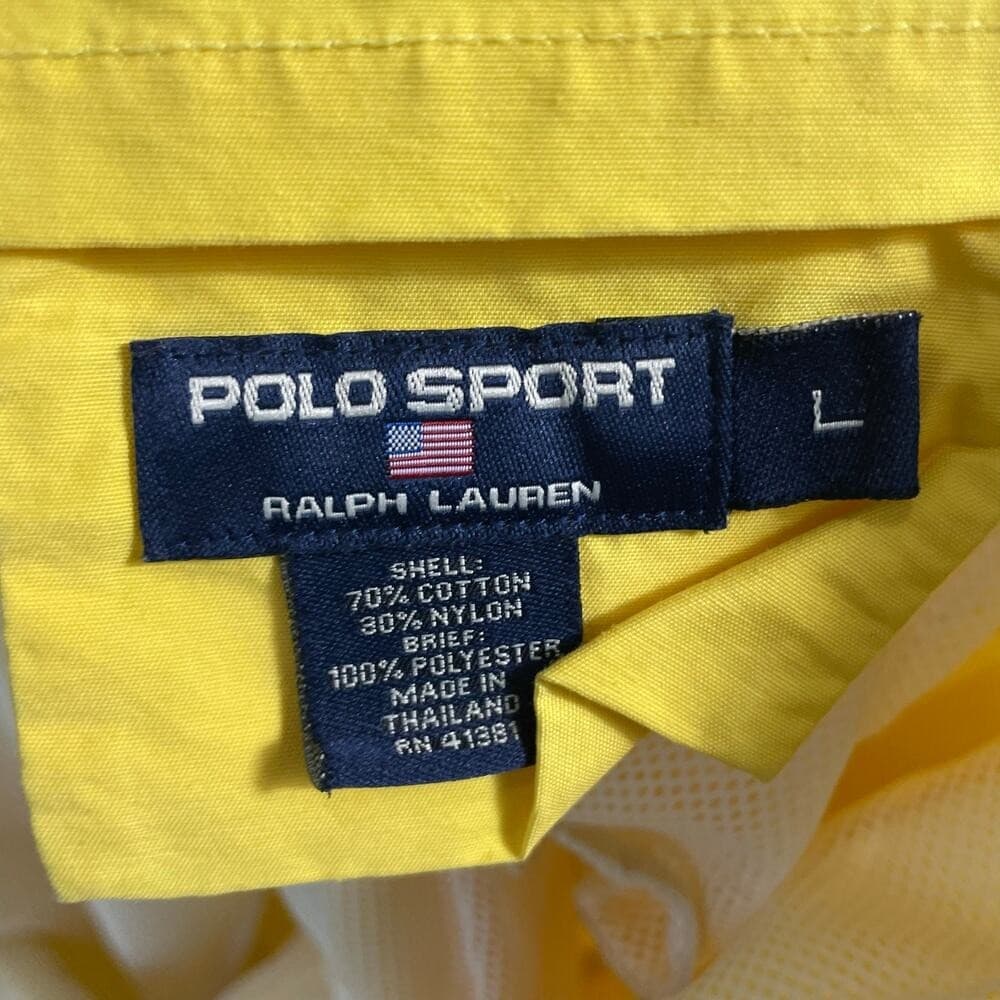 Vintage Polo Sport Ralph Lauren Swim Trunks Yellow Mesh Lined Mens L - Thumbnail 3