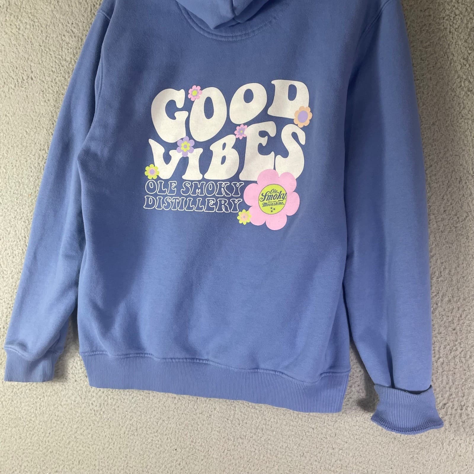 Ole Smoky Moonshine Hoodie Womens M Blue Good Vibes Tennessee Pullover Floral - Thumbnail 10