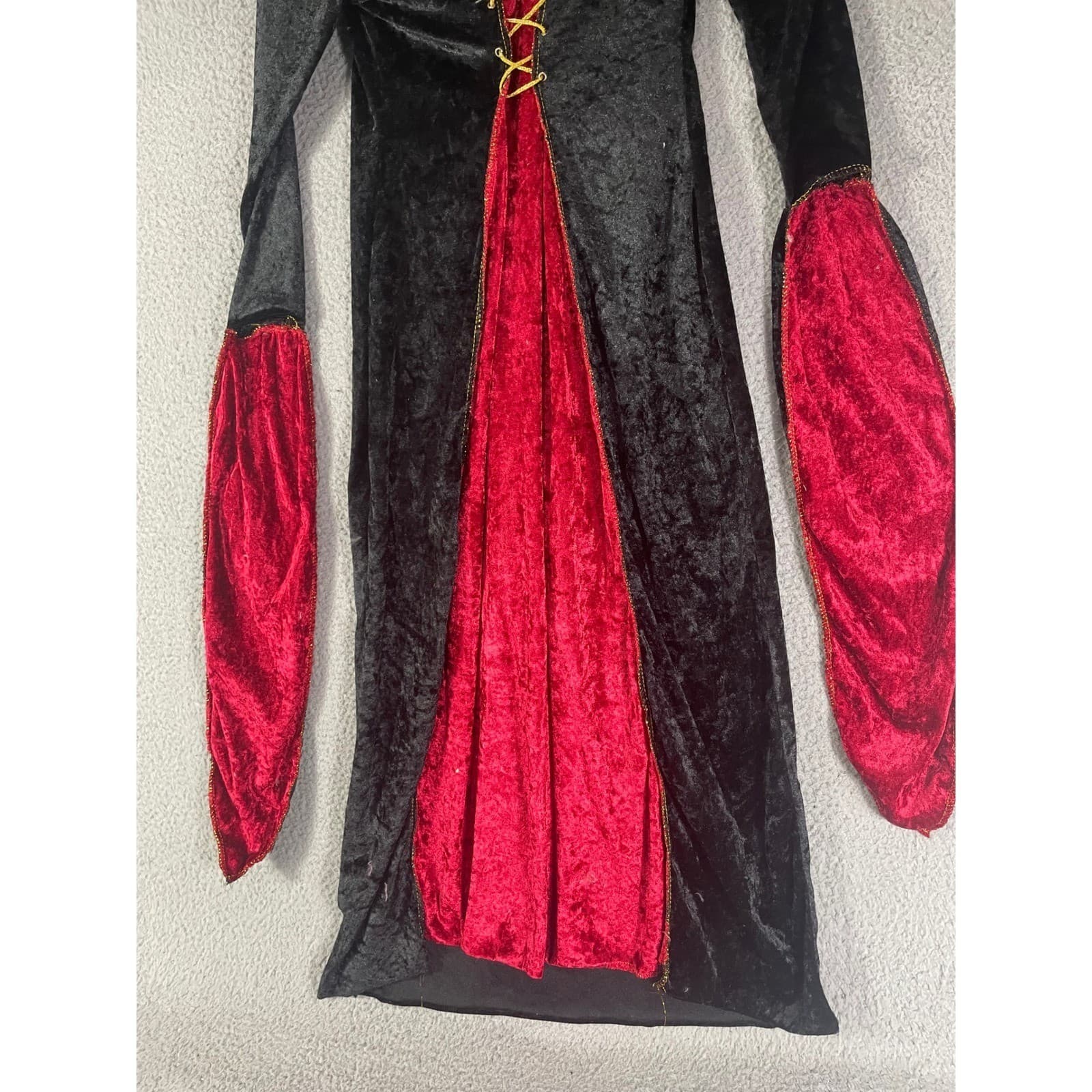 Girls Vampire Costume Dress Medium 8 10 Black Red Gothic Renaissance Halloween - Thumbnail 6