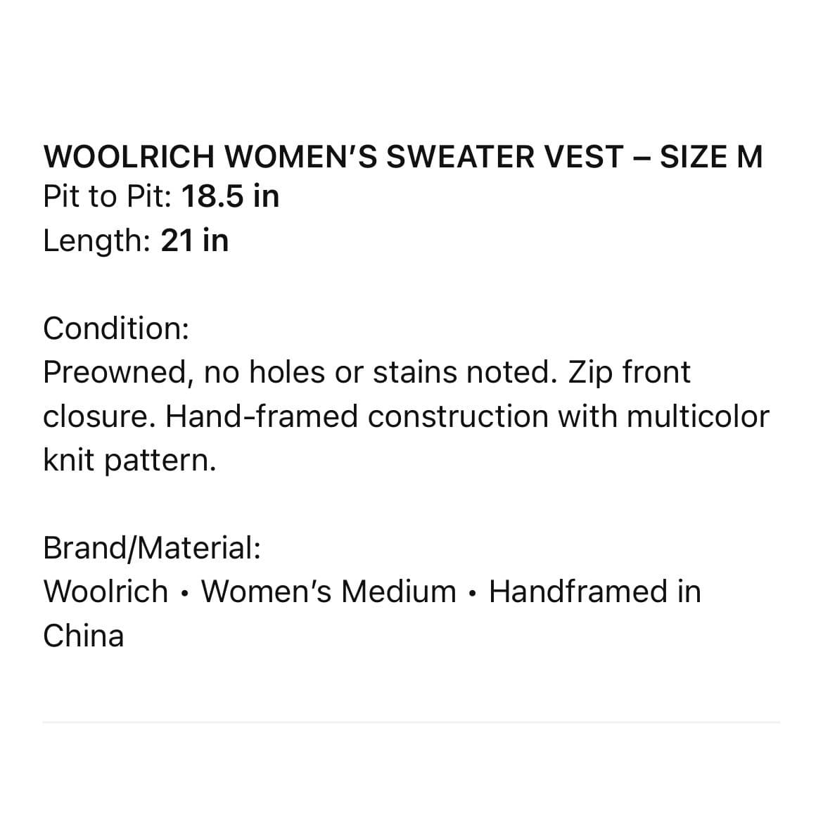 Woolrich Womens M Wool Blend Sweater Vest Zip Floral Fair Isle Cottagecore Blue - Thumbnail 2