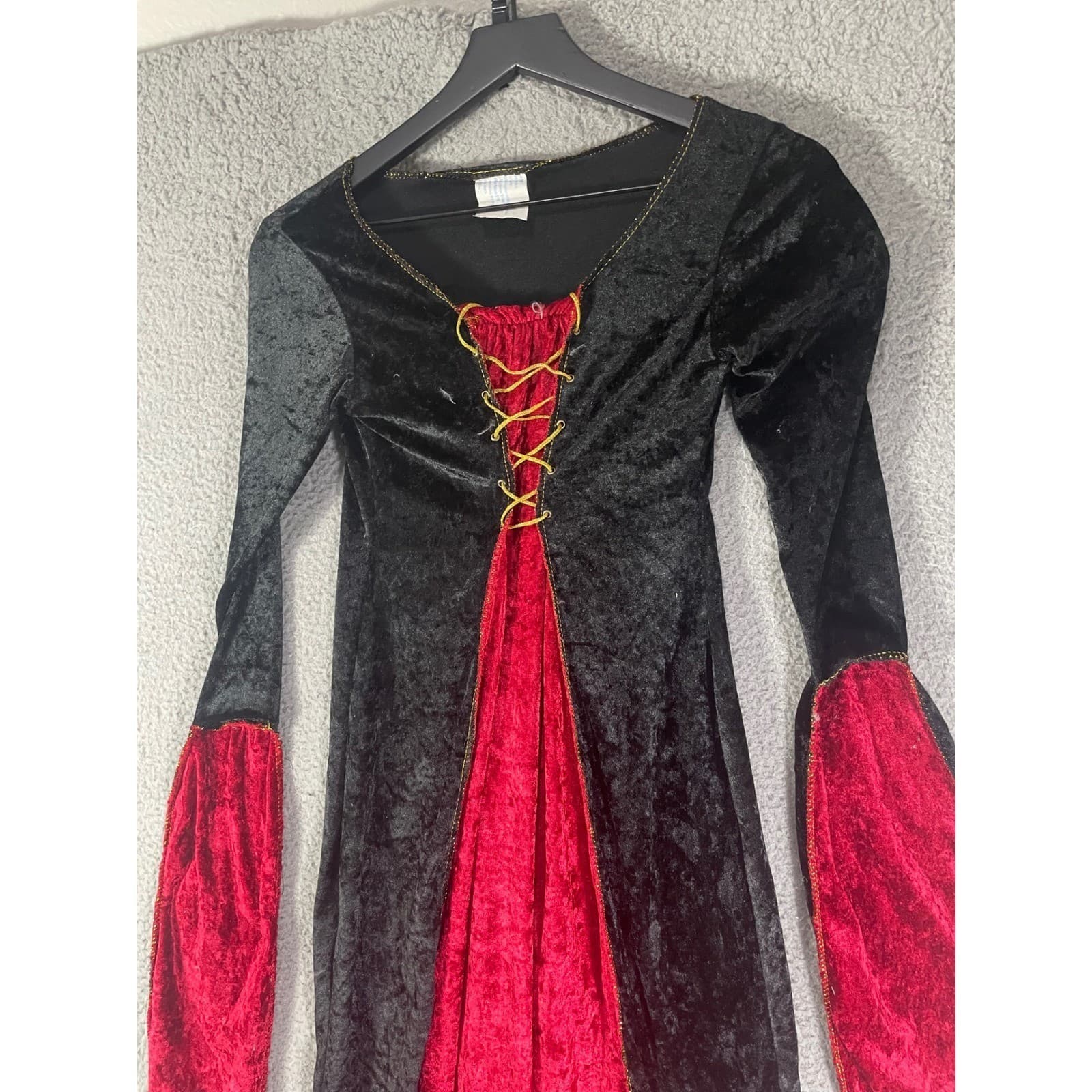 Girls Vampire Costume Dress Medium 8 10 Black Red Gothic Renaissance Halloween - Thumbnail 5