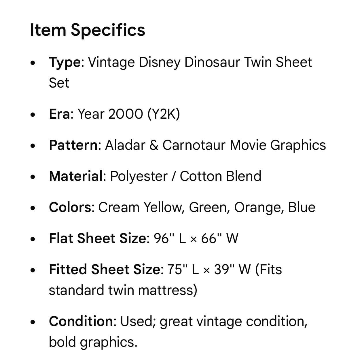 Vintage Disney Dinosaur Sheets Twin 2000 Aladar Carnotaur Movie Flat Fitted Y2K - Thumbnail 2