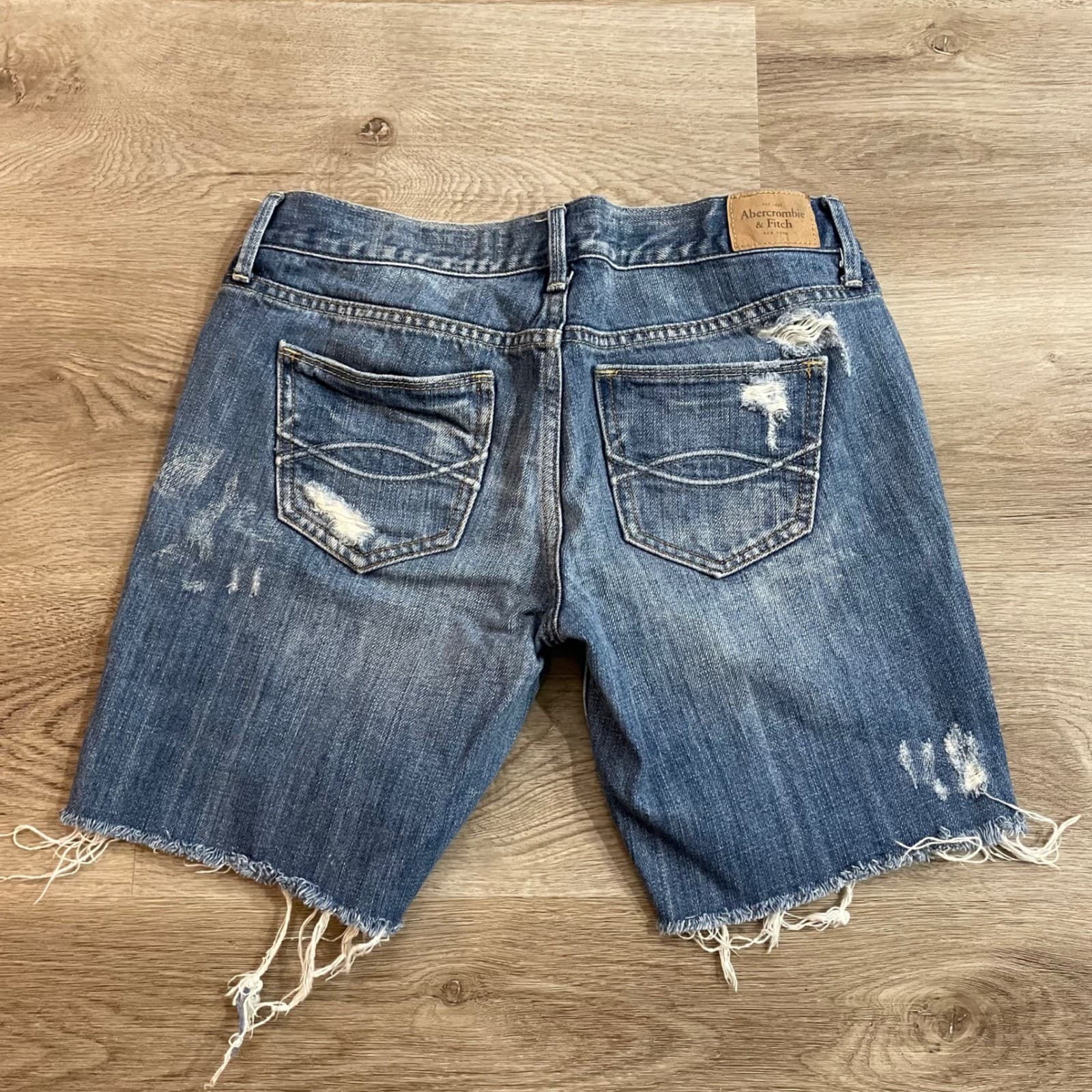 Abercrombie Fitch Denim Shorts Womens 26 Blue Distressed Cutoff Jean Shorts - Thumbnail 6