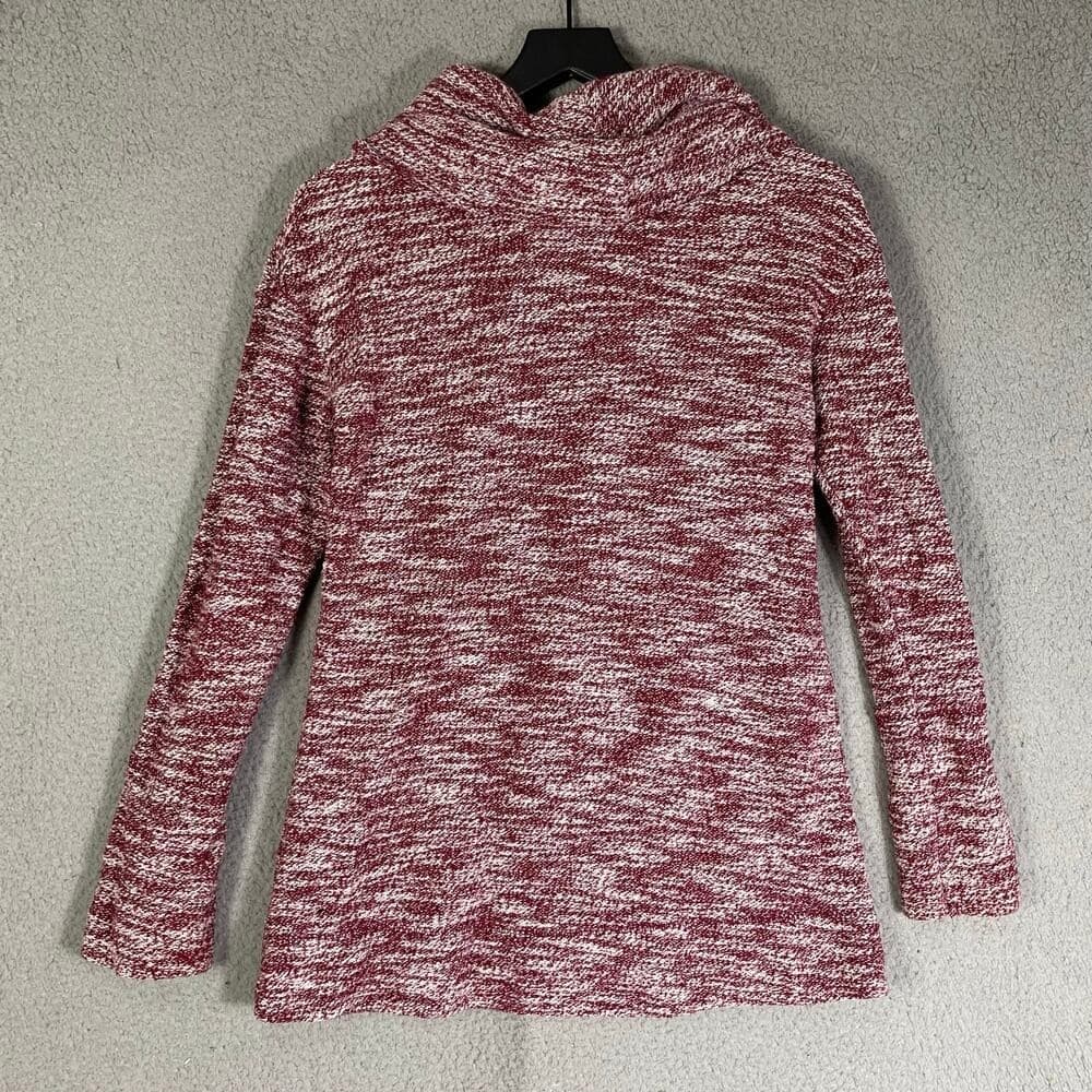 Merona Women's Cowl Neck Long Sleeve Knit Tunic Top Red White Size S - Thumbnail 2