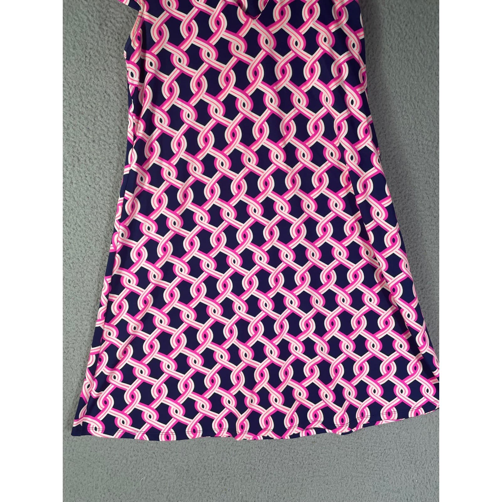 Julie Brown NYC Dress Women's Small Pink Navy Blue Print Short Sleeve Chic - Thumbnail 6