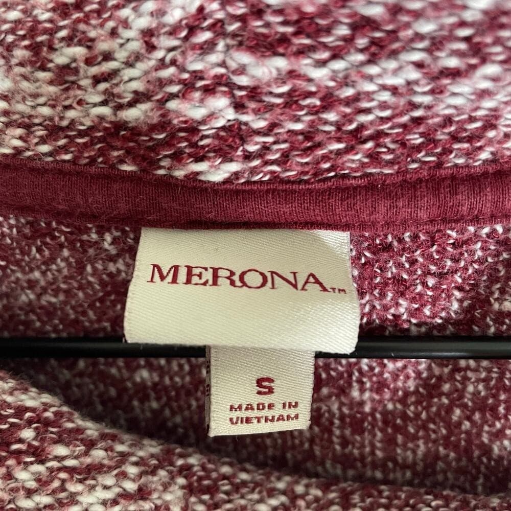 Merona Women's Cowl Neck Long Sleeve Knit Tunic Top Red White Size S - Thumbnail 6