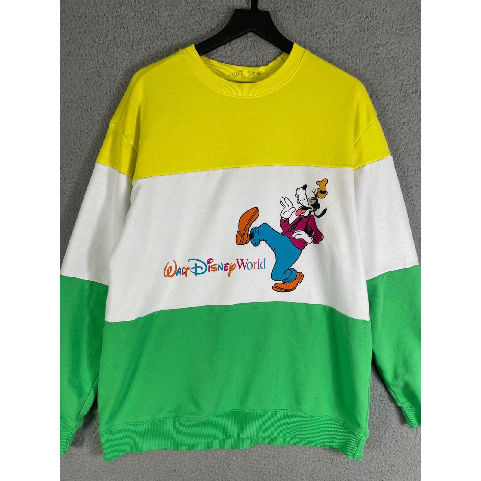 Disney World Goofy Sweatshirt Mens Large Colorblock Yellow Green Parks 2025 - Thumbnail 7