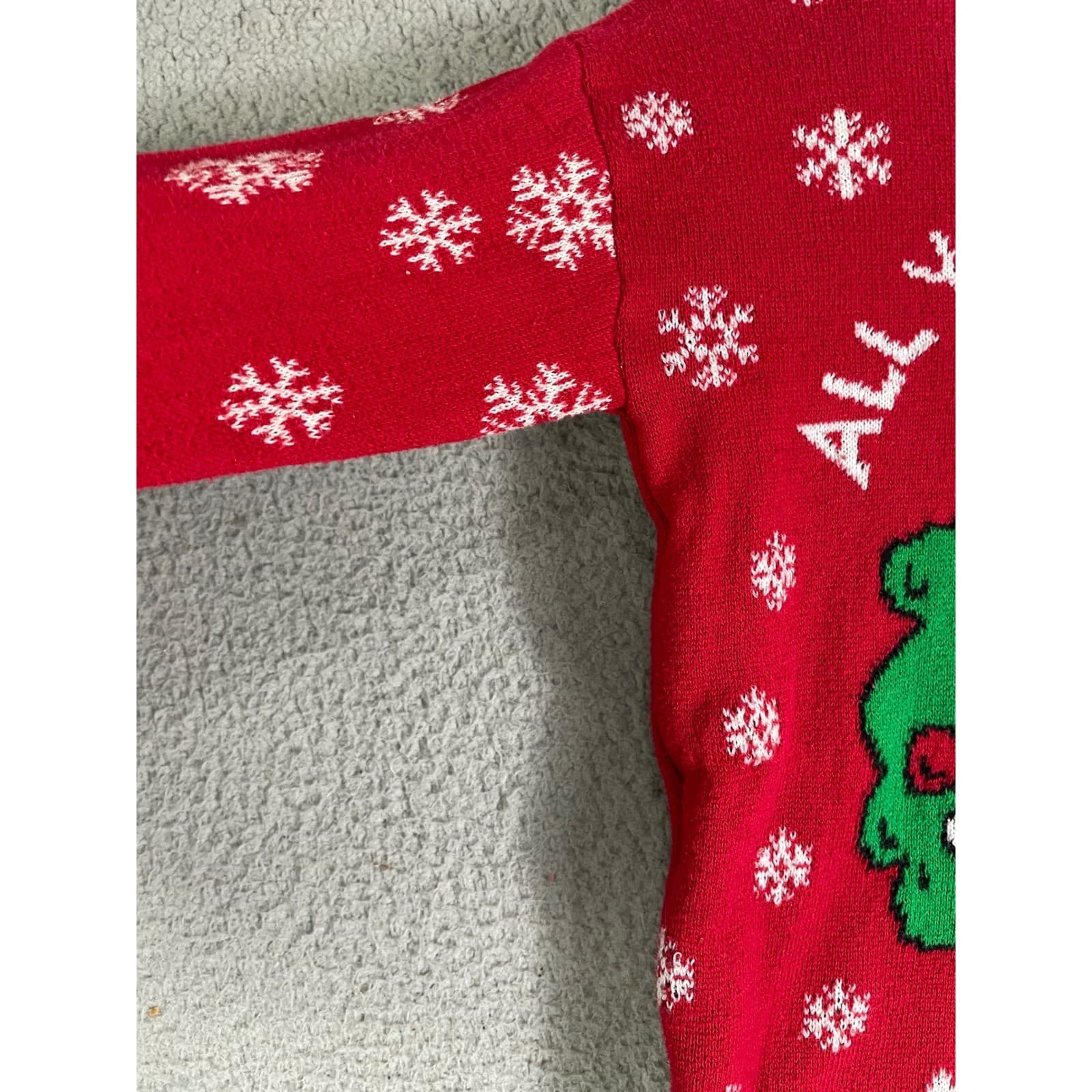 Grinch Ugly Christmas Sweater Kids XS Red Dr Seuss Holiday Knit Pullover - Thumbnail 8