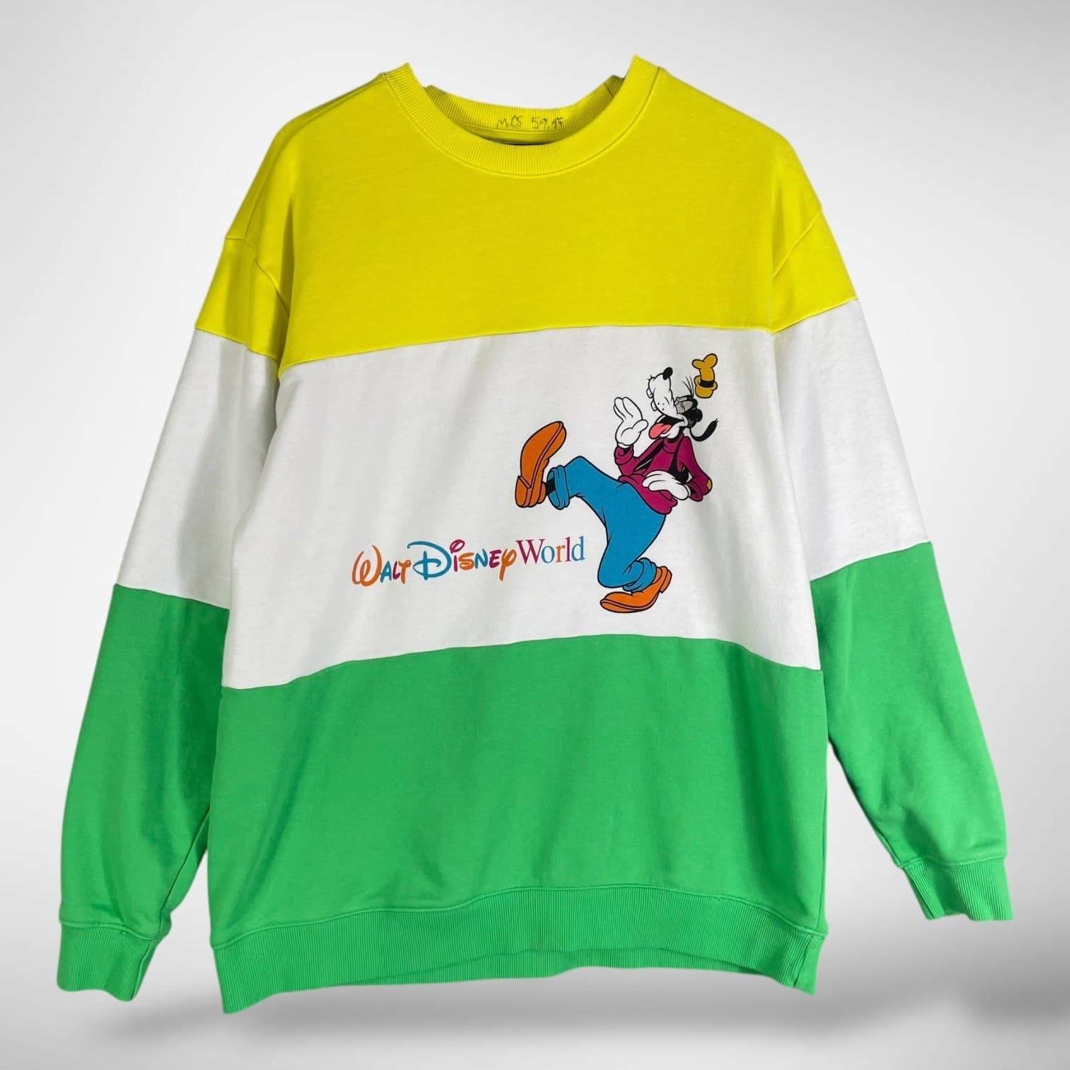 Disney World Goofy Sweatshirt Mens Large Colorblock Yellow Green Parks 2025