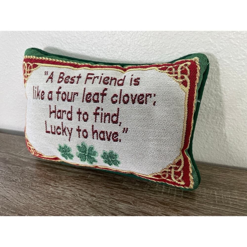 Irish Shamrock Quote Friend Throw Pillow Red Green Vintage Lucky to Have USA S - Thumbnail 3