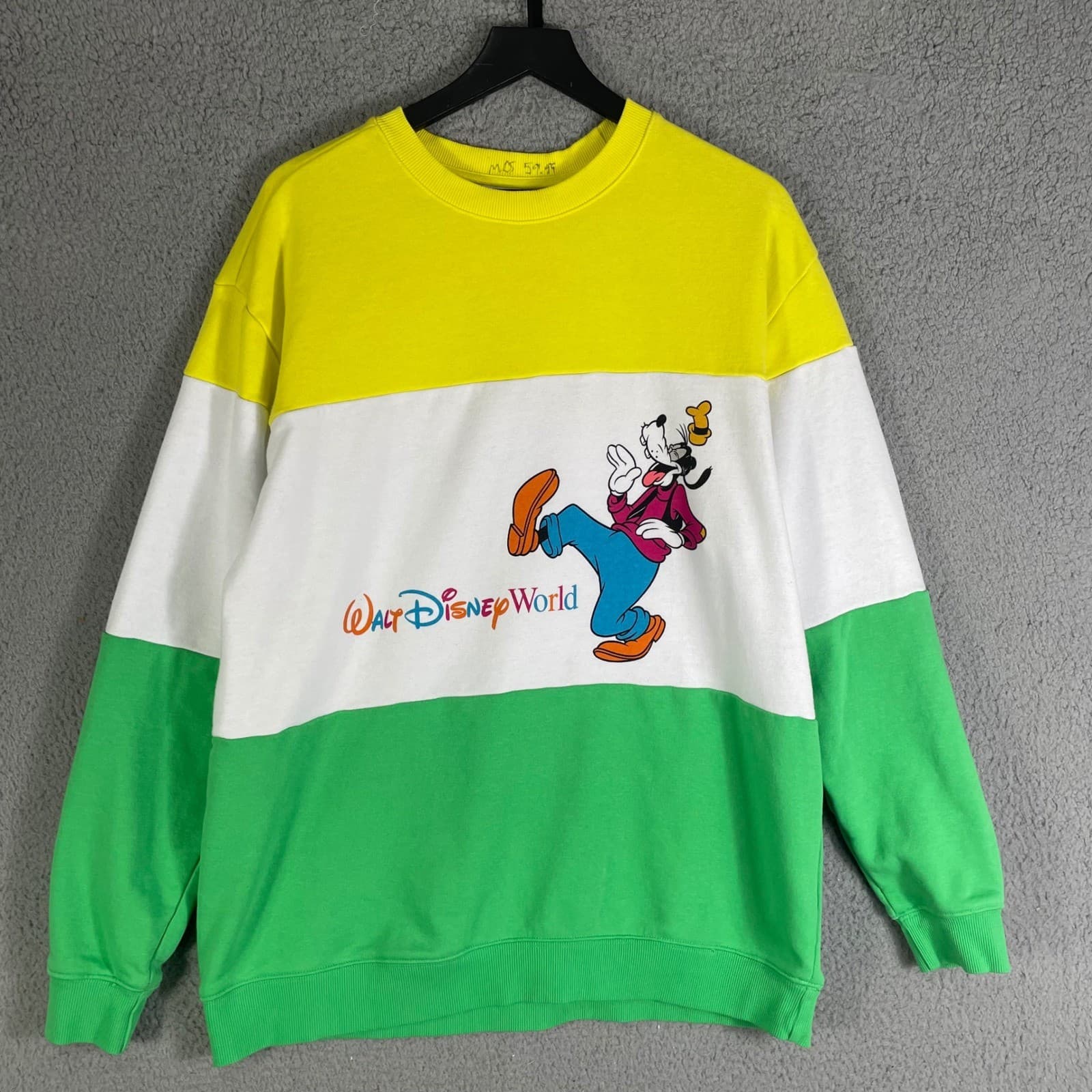 Disney World Goofy Sweatshirt Mens Large Colorblock Yellow Green Parks 2025 - Thumbnail 3