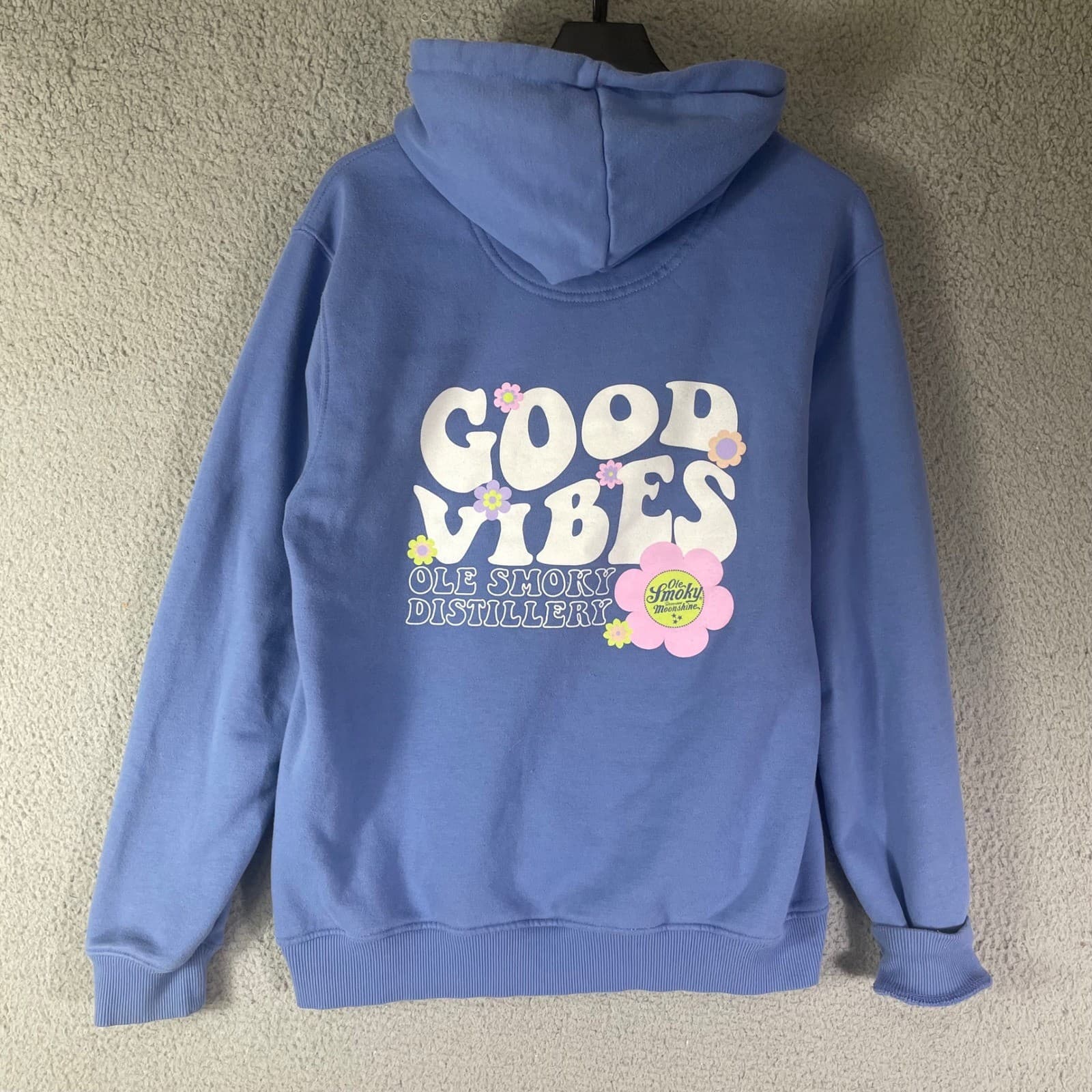 Ole Smoky Moonshine Hoodie Womens M Blue Good Vibes Tennessee Pullover Floral - Thumbnail 6