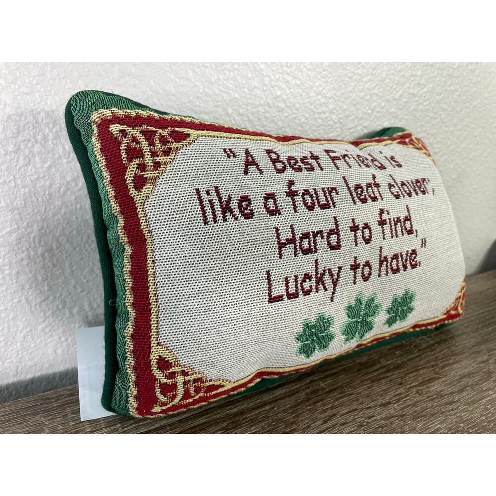 Irish Shamrock Quote Friend Throw Pillow Red Green Vintage Lucky to Have USA S - Thumbnail 4