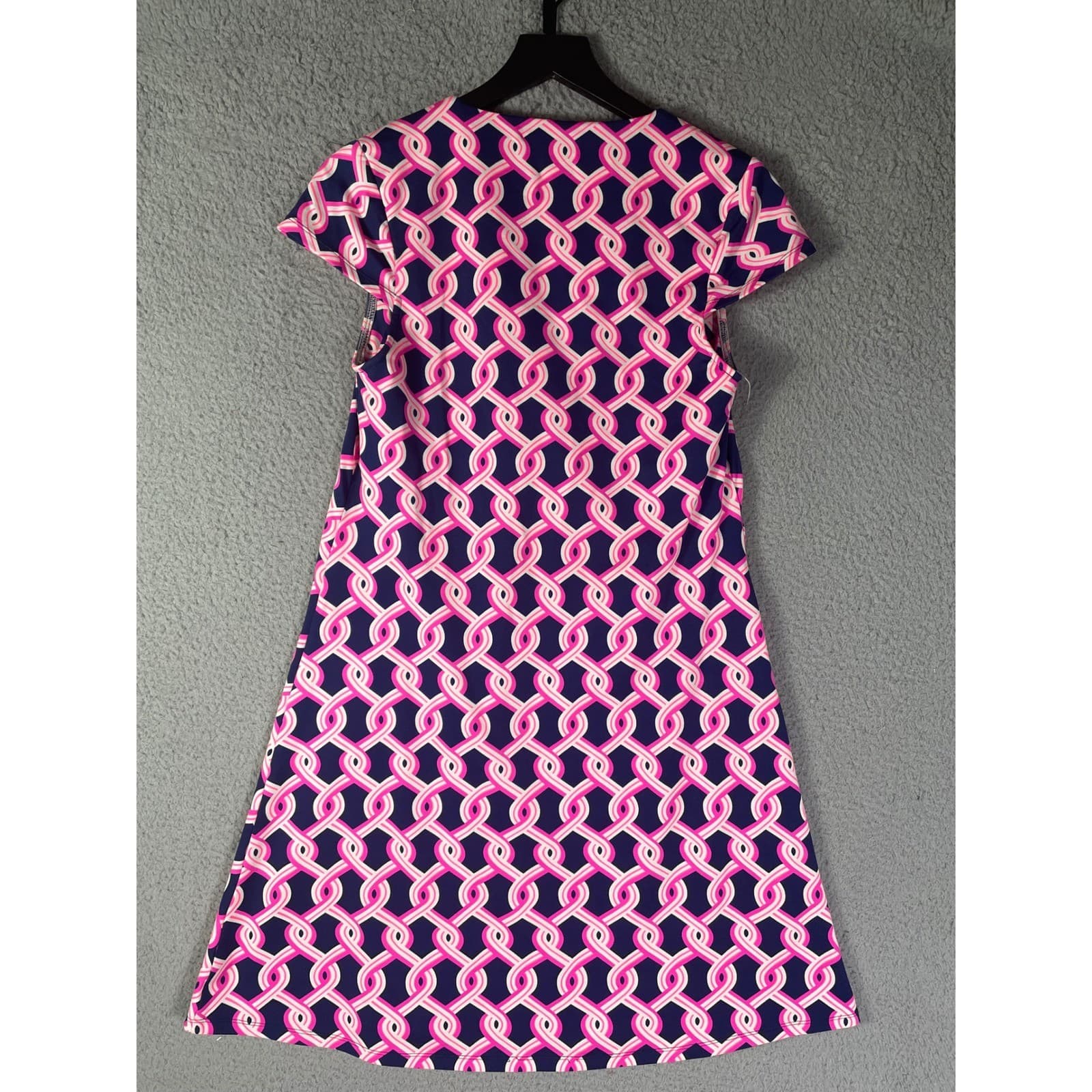 Julie Brown NYC Dress Women's Small Pink Navy Blue Print Short Sleeve Chic - Thumbnail 10
