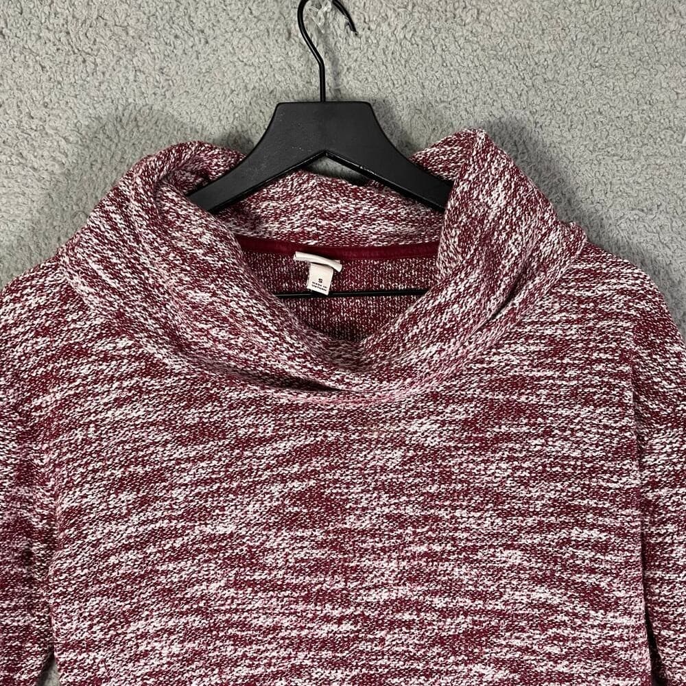 Merona Women's Cowl Neck Long Sleeve Knit Tunic Top Red White Size S - Thumbnail 4